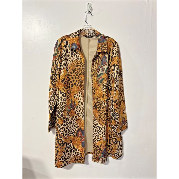 IMAN Global Chic Luxe Faux Suede Topper Cardigan Animal Print Large Soft - Picture 2 of 7